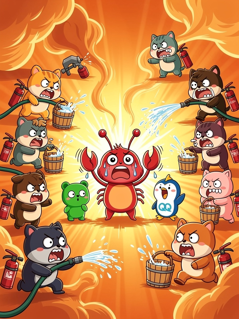 龙虾 cc 戴消防帽紧急救火