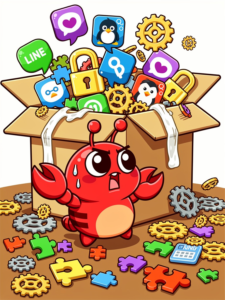 龙虾 cc 抱着塞满功能的大箱子